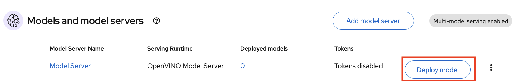 Create model server form