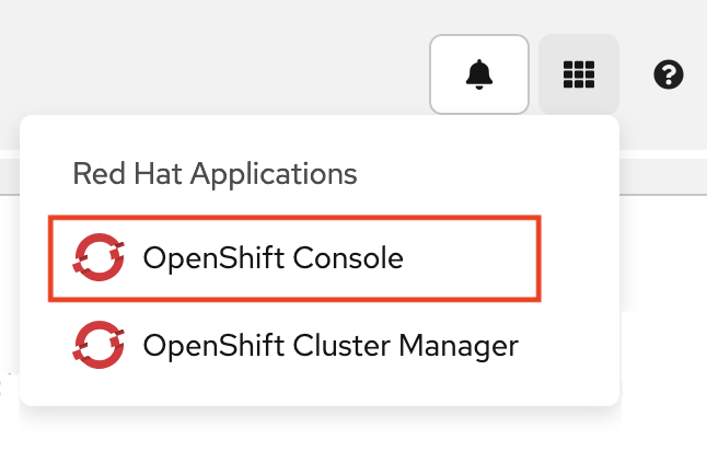 OpenShift console link