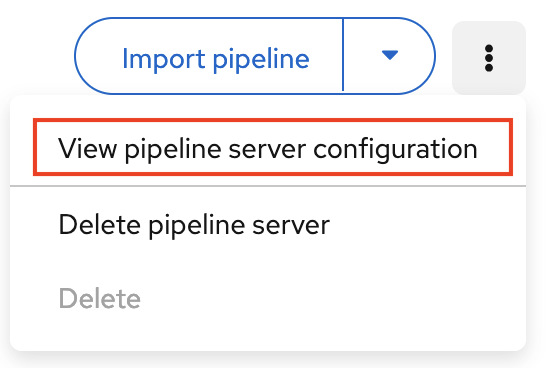 View pipeline server configuration menu