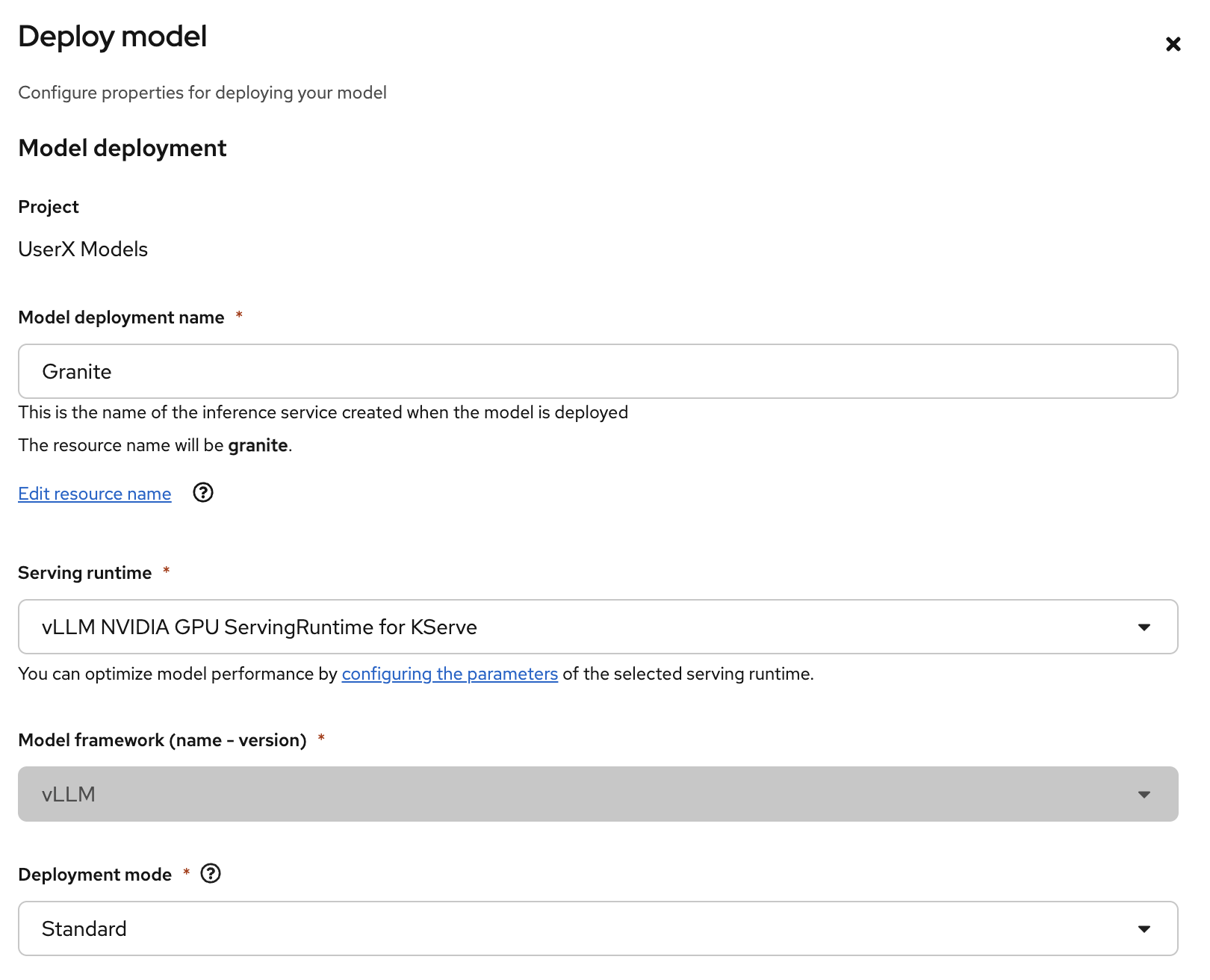 Deploy model form 1