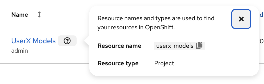 Project list resource name