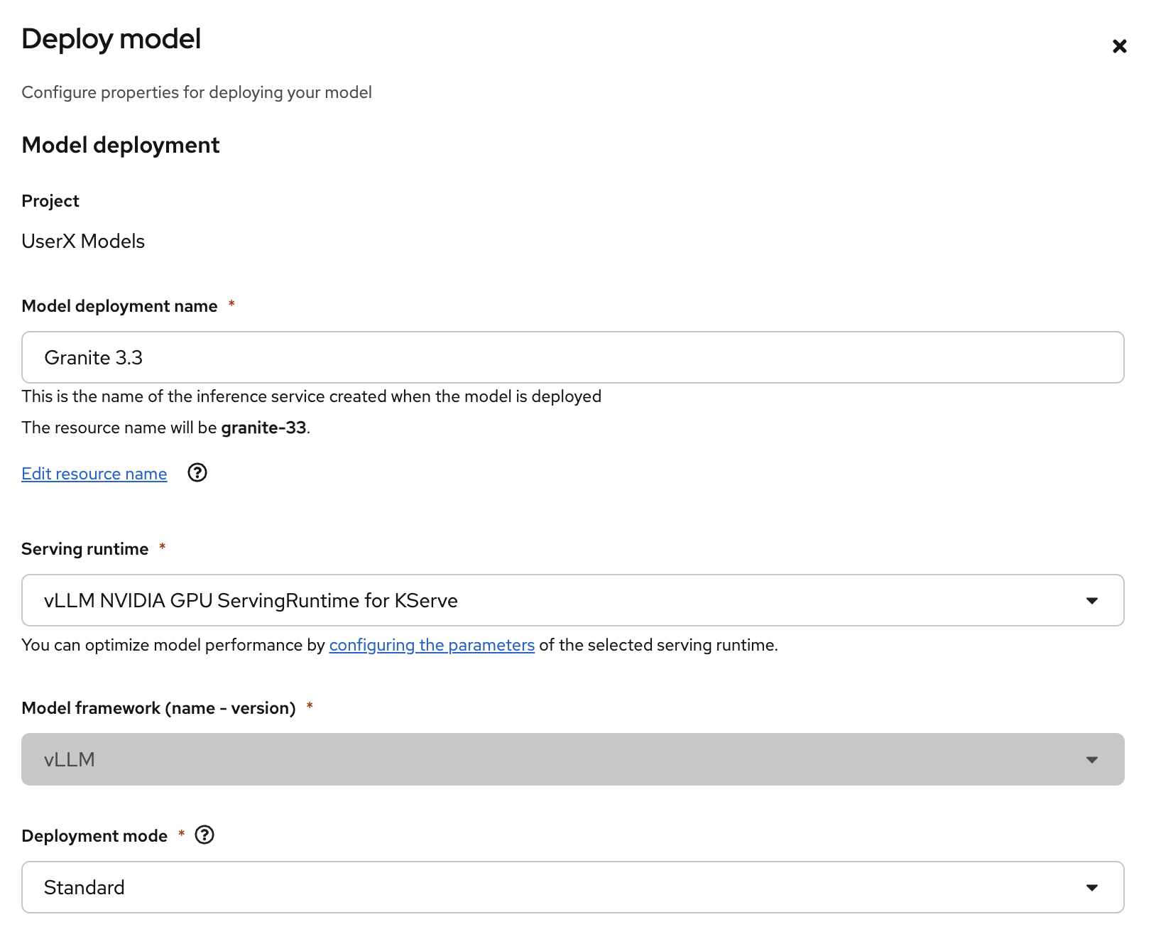 Deploy model form 1