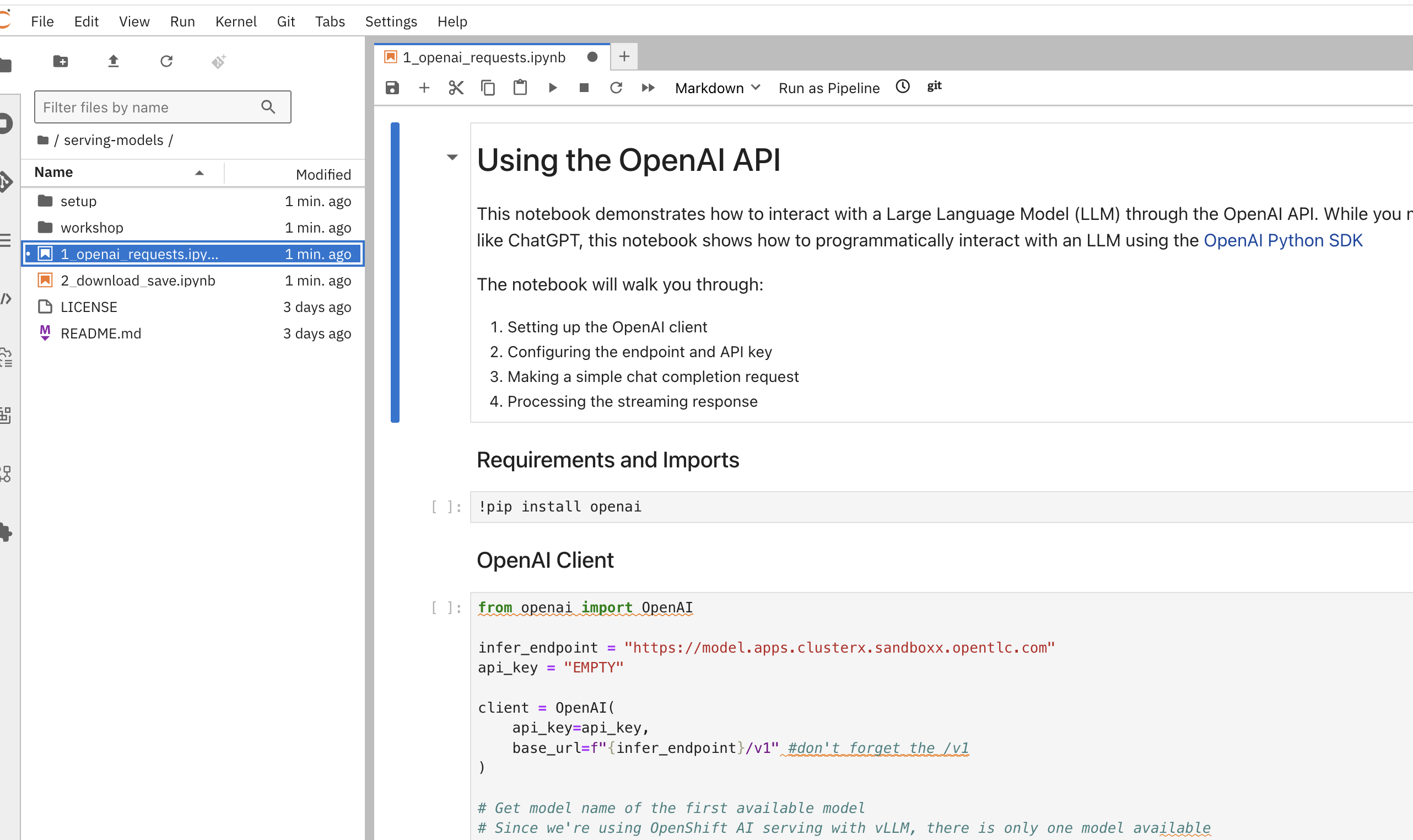 Notebook OpenAI request
